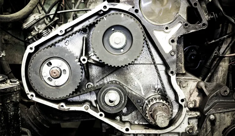 The timing belt on the engine